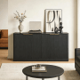 okwish Sideboard mit Wellenform Aufbewahrung Wohnzimmer 150x40x70cm Schwarz_2