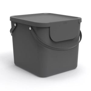 Rotho Müllsystem Albula, 40 l, Anthrazit: Modularer Mülleimer mit Deckel und Tragegriffen.