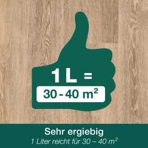 Symbolbild: Ergiebigkeit von Bona Home Parkett-Öl Neutral, 1 Liter reicht für 30-40 m².