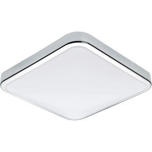 Quadratische LED-Wandleuchte Manilva 1 von Eglo in Chrom/Weiß für Bad und Küche.