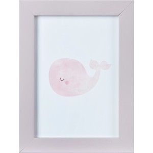 Lila Bilderrahmen Under The Sea mit rosa Wal-Motiv für Kinderzimmer, 22x17 cm.
