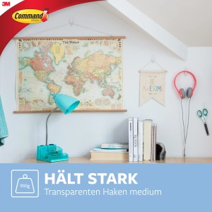 Command Haken-Set Mittelgroß Transparent 6 Stück