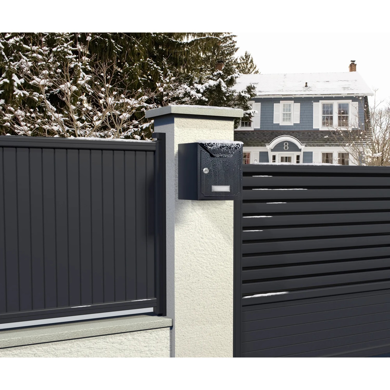 Schwarzes, doppelseitiges Scotch-Fix Montageband für Aussen, 19 mm x 1,5 m, an einem Briefkasten.