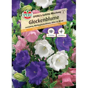 Sperli Saatgut Glockenblume, gefüllte Mischung in Weiß, Rosa und Blau.