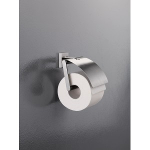 Spirella Toilettenpapierhalter Nyo-Steel Brushed mit Deckel, Edelstahloptik.