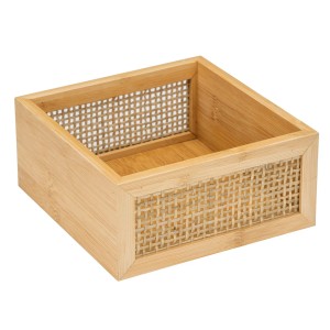 Wenko Bad-Ablage Allegre aus Bambus und Rattan, braun, 15x7x15 cm. Badhelfer für Ordnung im Bad.