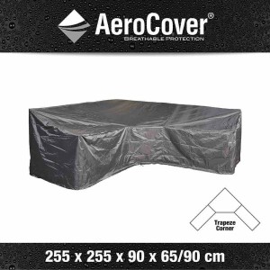 Aerocover Schutzhülle für Eck-Lounge, 255x255 cm, Anthrazit. Atmungsaktive Abdeckung für Gartenmöbel.