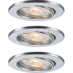 3er Set LED-Einbauleuchten 86R in Aluminiumfarben. Deckenspots aus Metall für Innenräume.