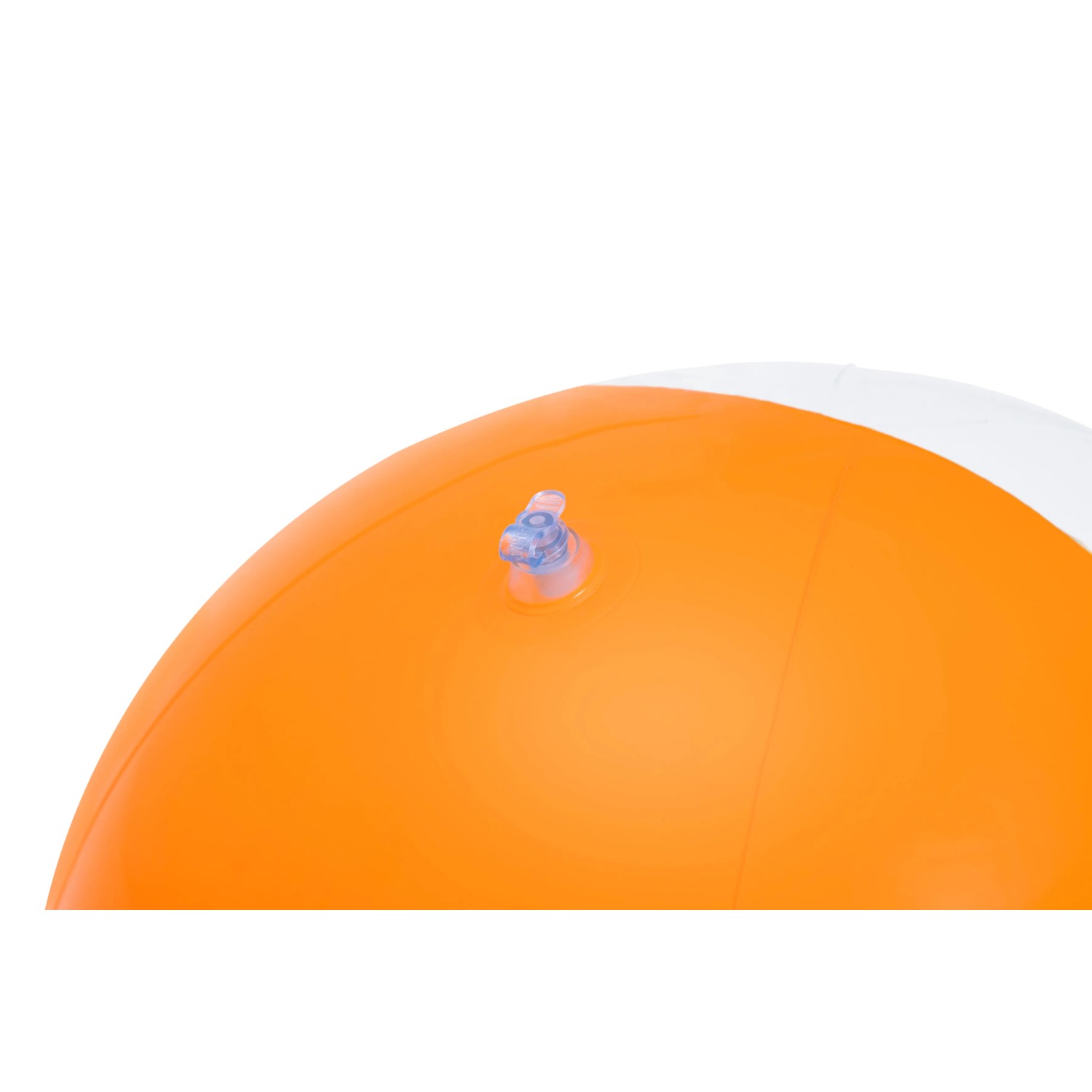 Detailaufnahme: Orange-weißer Bestway Wasserball Tie-Dye Twist, 46 cm, mit Ventil.