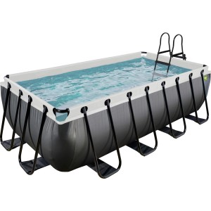 Rechteckiger Exit Black Leather Pool 400x200 mit Leiter und Sandfilterpumpe.