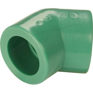 Grüner PPR-Winkel 45° DN 32 für Sanitärinstallationen.