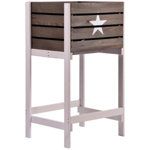 Anthrazitfarbenes Dobar Hochbeet Obstkiste aus Holz mit Pflanzfolie und weißem Stern.