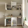 Flex-Well Singleküche Cara, 150 cm, Schilfgrün/Artisan Eiche, mit Kühlschrank und Kochfeld.