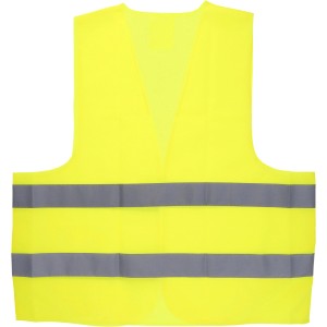 Gelbe Cartrend Warnweste mit zwei reflektierenden Streifen für optimale Sichtbarkeit.