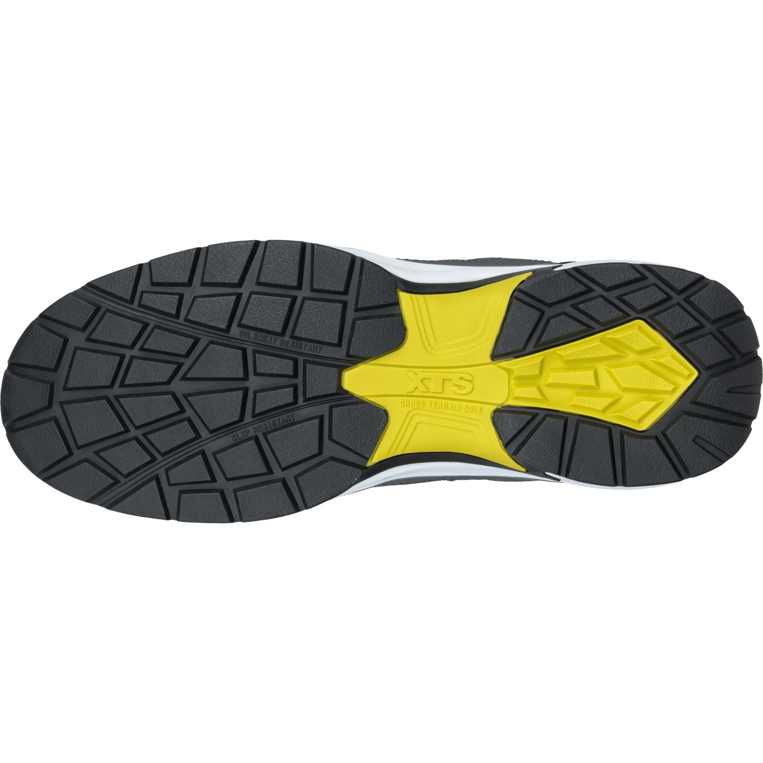 Sohle des grauen Albatros Ultratrail Low S3 Sicherheitshalbschuhs, rutschfest und hitzebeständig.