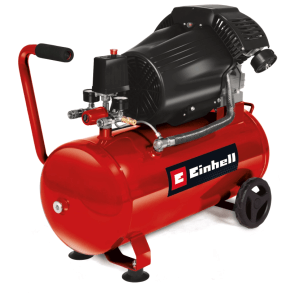 Einhell Kompressor TC-AC 420/50/10 V, roter Druckluftkompressor mit 50 l Kessel und Manometer.