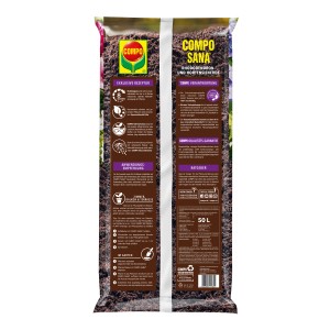 Sack Compo Sana Rhododendron- und Hortensienerde, torffrei, 50 Liter.