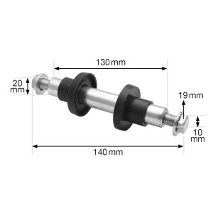 Wagner Achsmaterial M10, 2 cm x 13 cm, Stahl verzinkt, für Rollen und Räder.