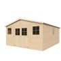 Timbela Gartenhaus M333, 19,77 m², Holz Abstellraum mit Fenstern.