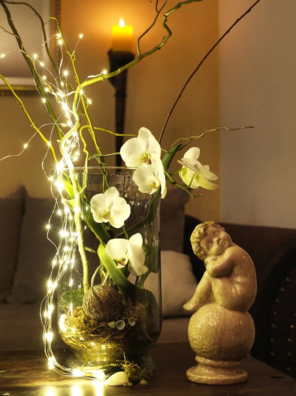 Konstsmide LED-Tropfen-Lichterkette Mit 90 Warmen Bernstein-LEDs – Inkl. 12V Trafo, 10 Stränge, Kupferfarbener Draht – Perfekt Für Deko Innen