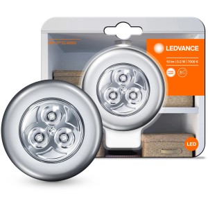LEDVance Dot-it Classic Unterbauleuchte, dimmbar, silber. Kompakte LED-Leuchte für Innenräume, batteriebetrieben.