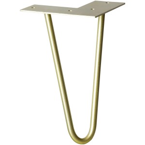 Wagner Möbelbein Hairpin, 200 mm, Pearl Gold, aus Stahl mit Anschraubplatte für Möbelbau.