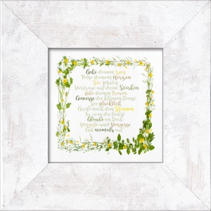 Bild mit Rahmen Familie II, 34x34 cm, mit floralem Motiv und inspirierendem Spruch. Wanddeko im Landhausstil.