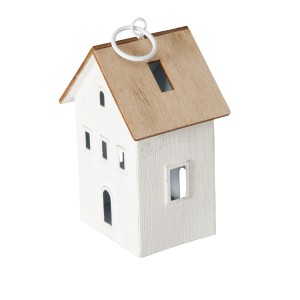 Weiße Boltze Home Laterne Solna aus Holz, 21x10x13cm, Deko-Highlight für Innenräume.