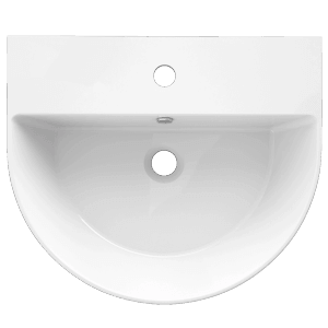 Weißes Domberg Waschbecken DB2002, 50x42,5 cm, mit Hahnloch und Überlauf, für Wand- oder Aufsatzmontage.