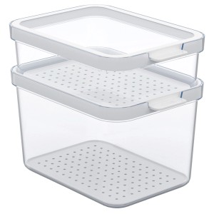 Rotho Kühlschrankorganizer Cauma, 2 transparente Behälter mit Deckel, Küchen-Ordnungssystem.