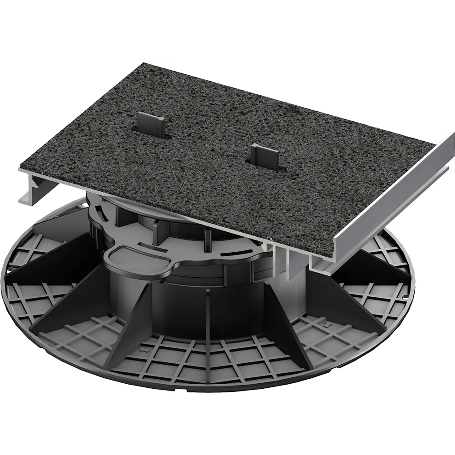 GS Terrassen Randhalter aus Aluminium für Plattenlager (Stellfußhöhe 27-40 mm).