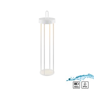 Weiße LED-Akku-Tischleuchte Anselm von Just Light, 50,4 cm hoch, für Innen & Außen.