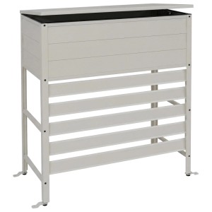 Grau-weiße MCW Aluminium Verkleidung für Klimaanlage/Wärmetauscher mit Stauraum, 110x96x43cm.