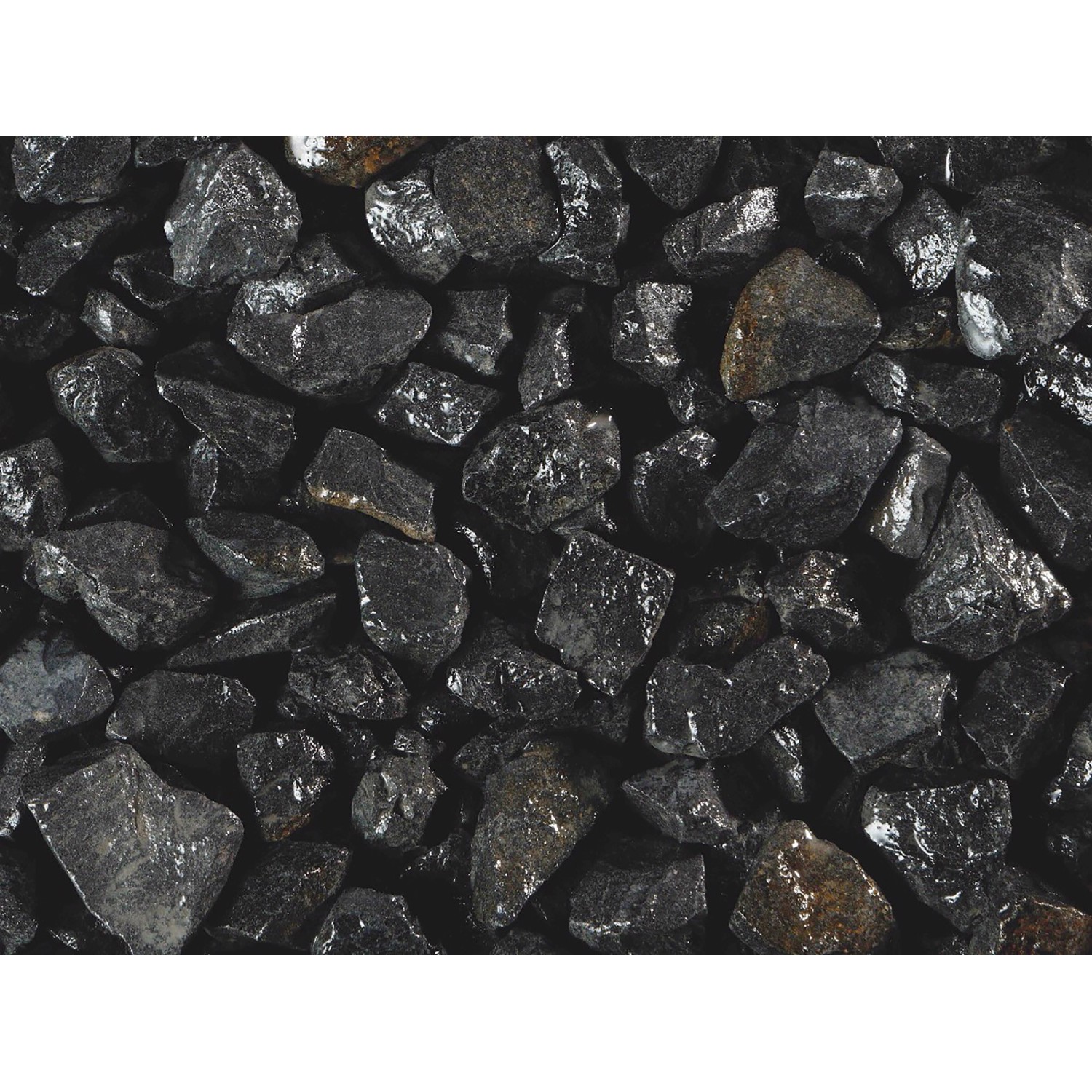 Nahaufnahme: Scherf Basaltbruch 22-32 mm, Zierkies/Ziersplitt, schwarz, gewaschen.