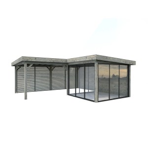 Palmako Pavillon Lenna Set 411 Slide Grau Tauchgrundiert 588 cm x 588 cm FSC®