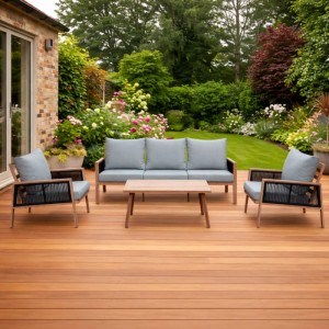 Greemotion Sitzgruppe Monaco Aluminium 4-teilig inkl. Kissen Beige