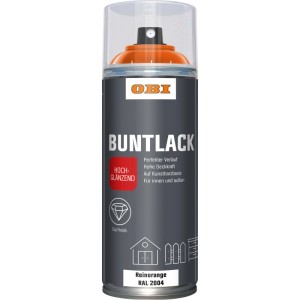 OBI Buntlack Spray Reinorange, hochglänzend, 400ml Dose.