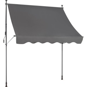 Anthrazitfarbene Renville Fallarmmarkise 2x1,5m mit LED-Beleuchtung für Balkon und Terrasse.