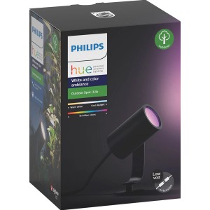 Philips Hue Lily LED-Spot, 1-flammig, schwarz, zur Erweiterung des Hue Systems für den Außenbereich.