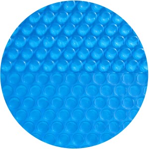 Detailaufnahme einer blauen Solarplane für Stahlwandpool Set Supreme, mit Noppenmuster.