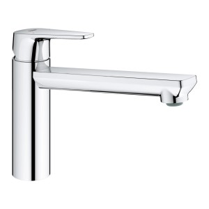 Grohe QuickFix Spültischarmatur Start Edge Chrom, Einhebelmischer mit schwenkbarem Auslauf.