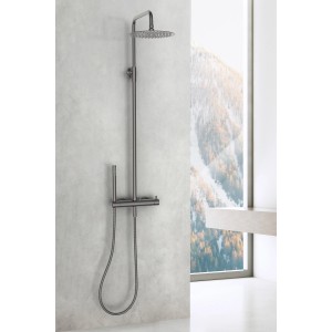 Aurlane Duschsystem Industrial Elegance mit Kopf- und Handbrause in Grau.