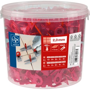 LUX Nivellierhilfe: 400 rote Clips (2 mm) zum Fliesen verlegen für gleichmäßige Fugen.