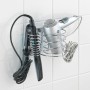 Wenko Milano Haartrockner- & Glätteisenhalter aus Chrom, montiert an weißer Wand.