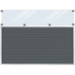Plus Holz Sichtschutzzaun Artura WPC Schiefergrau mit Glas 180 cm x 135 cm