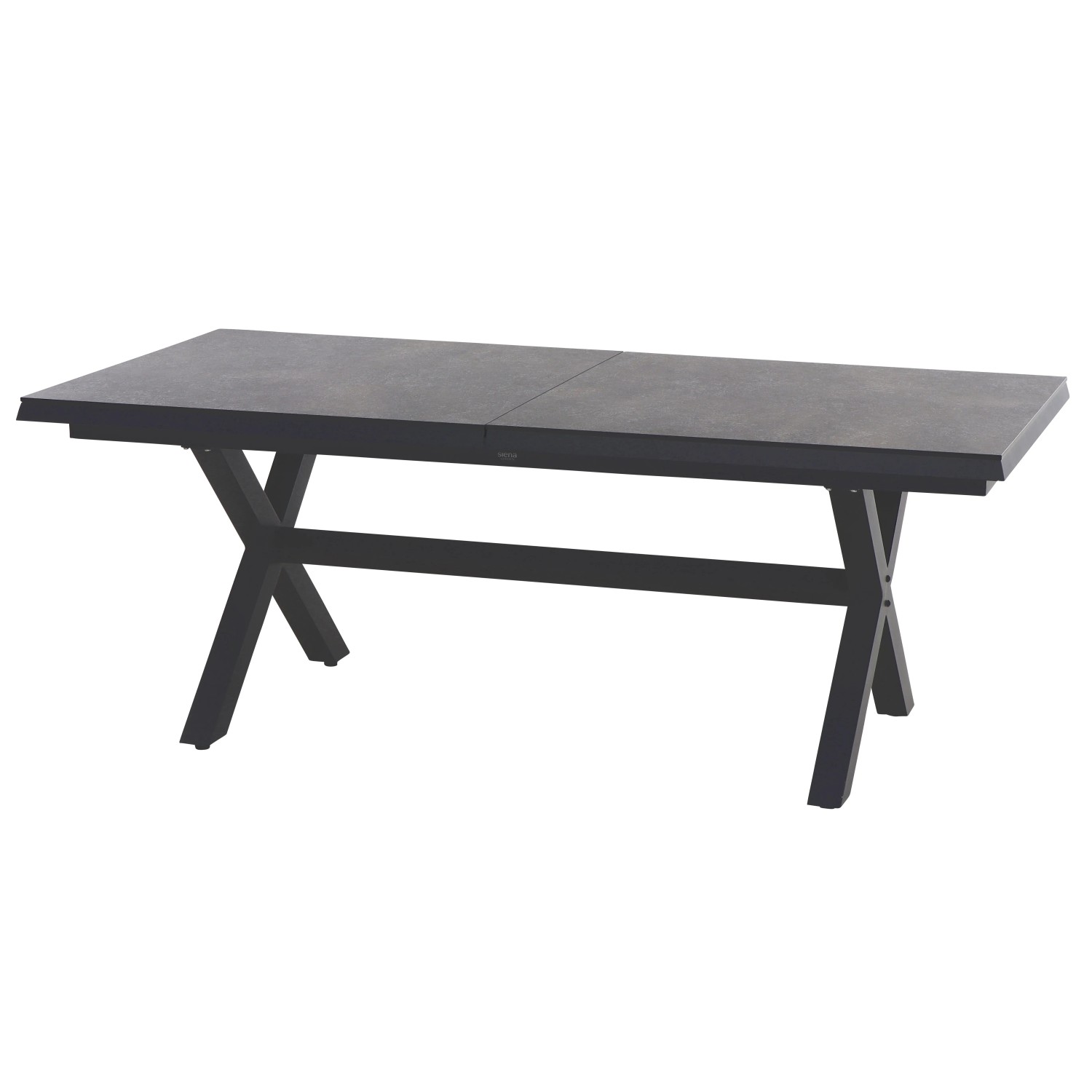 Ausziehbarer Siena Garden Gartentisch Ferrostone, 100x260 cm, mit Aluminiumgestell und HPL-Tischplatte.