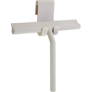 Hellgrauer baliv Cosy Cave Duschabzieher mit Halterung für streifenfreie Reinigung.