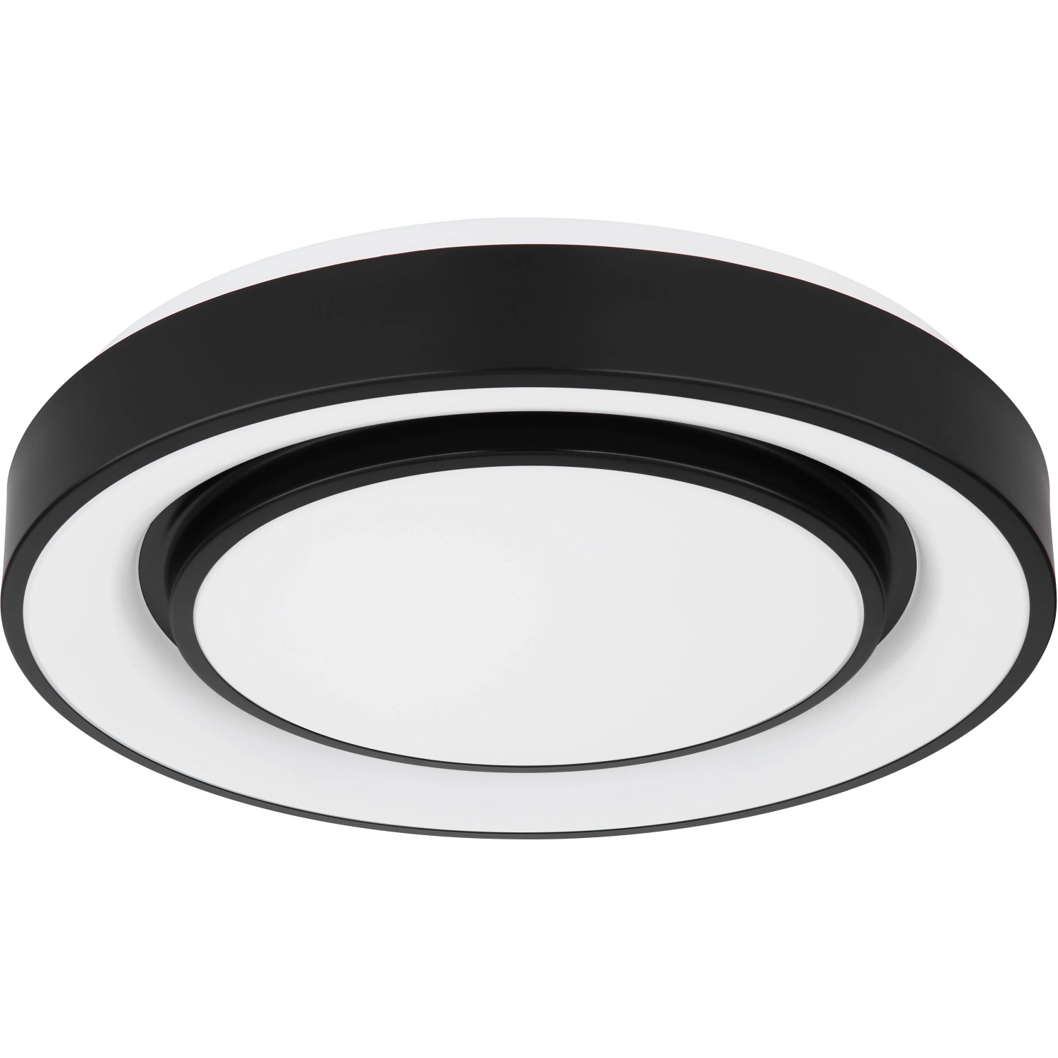 Runde LED Deckenleuchte Sully, Ø 38cm, schwarz/opal, mit Farbwechsel und Dimmfunktion.