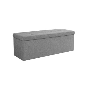 Graue Songmics Sitzbank mit Stauraum, 110x38x38 cm, ideal als Schuhbank.