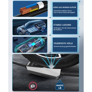 Junsun 22 kW Typ 2 mobiles EV Ladegerät: Kupferkern, stabile Ladung, feuerfest, überfahrbar. Zubehör für Batterien.